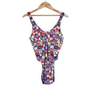 Vtg One Piece Patterned Swimsuit